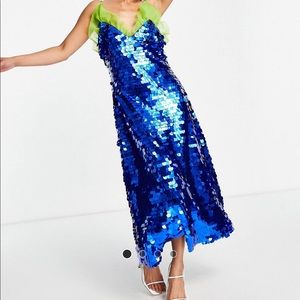 Blue sequin midi